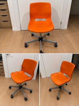 Silla de oficina naranja con ruedas