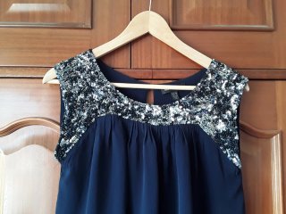 URGE!! Vestido azul lentejuelas fluído MANGO