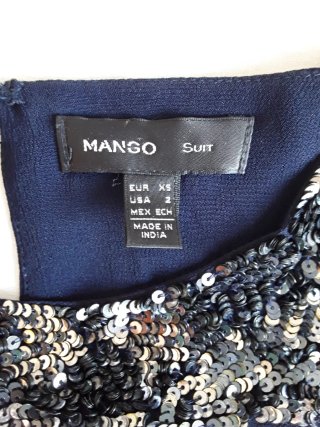 URGE!! Vestido azul lentejuelas fluído MANGO