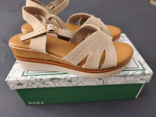 Sandalias cuña mujer beige n°36 nuevas