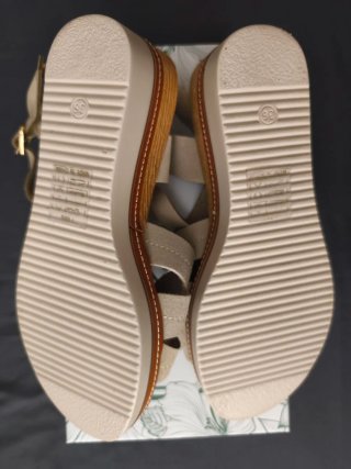 Sandalias cuña mujer beige n°36 nuevas