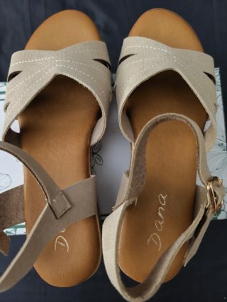 Sandalias cuña mujer beige n°36 nuevas