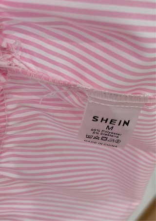 Conjunto Shein T M Rayas Rosas