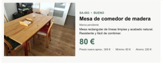 Mesa de comedor de madera con 4 sillas