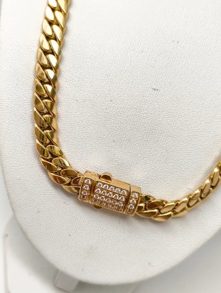 ORO NUEVO 18KT Cadena Cubana 8mm 50cm largo