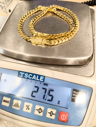 ORO NUEVO 18KT Cadena Cubana 8mm 50cm largo