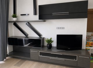 Mueble salón moderno gris/antracita vitrina