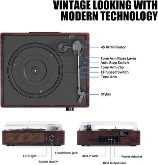 Tocadiscos Bluetooth Mersoco M49 3 Velocidades