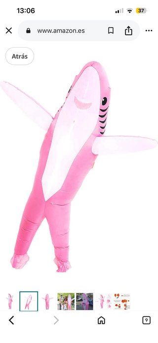 Disfraz Tiburón Inflable Rosa Talla Única
