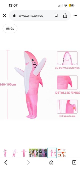 Disfraz Tiburón Inflable Rosa Talla Única