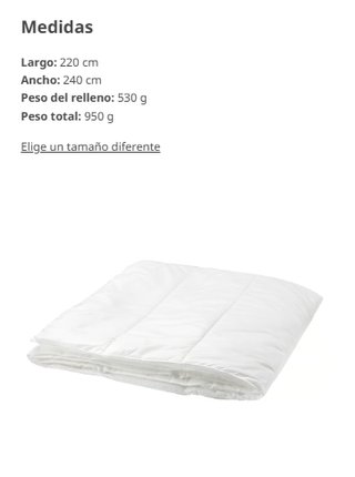 Edredón calidez ligera IKEA SILVERTOPP 240×220 cm