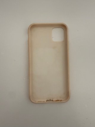 Funda beige iPhone 11con diseño de hojas