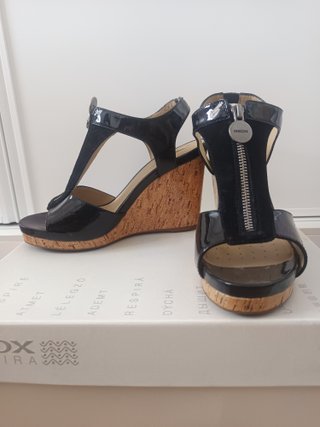 Sandalias Geox Negras Tacón Cuña