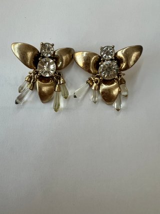 Pendientes dorados abeja con cristales brillantes