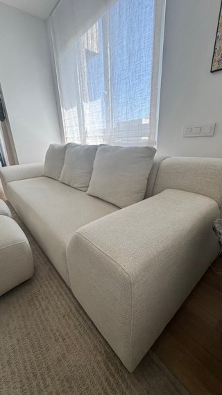 Sofá 3 plazas beige tela NUEVO PORTE INCLUIDO