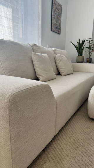 Sofá 3 plazas beige tela NUEVO PORTE INCLUIDO