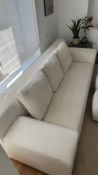 Sofá 3 plazas beige tela NUEVO PORTE INCLUIDO