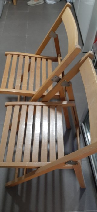 2 Sillas Plegables Madera Natural