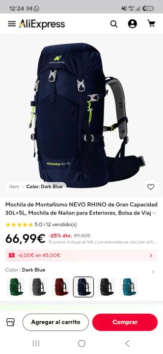 Mochila senderismo NEVO RHINO Advance 30+5L