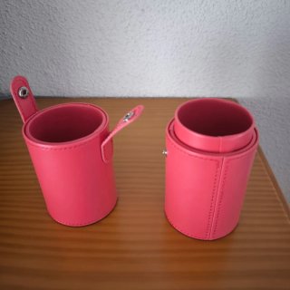 Estuche para brochas de maquillaje rosa