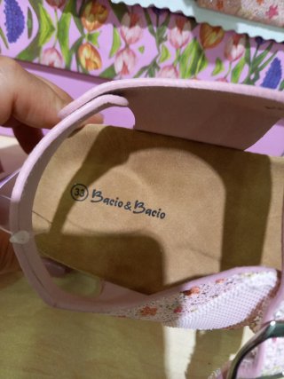 Sandali bimba Bacio & Bacio rosa glitter fiori 33