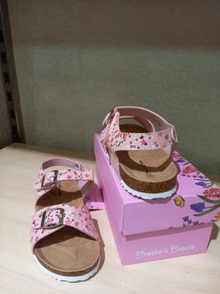 Sandali bimba Bacio & Bacio rosa glitter fiori 33