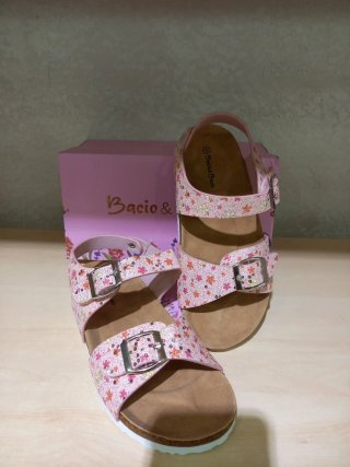 Sandali bimba Bacio & Bacio rosa glitter fiori 33