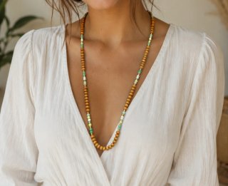 Collar madera largo estilo boho