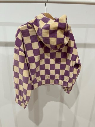 Sudadera CarlijnQ  cuadros morado/beige T7