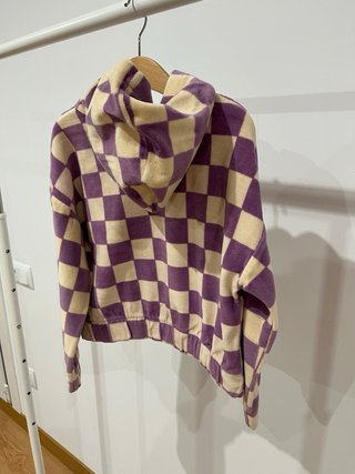 Sudadera CarlijnQ  cuadros morado/beige T7