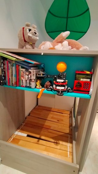 Cama alta litera madera y azul