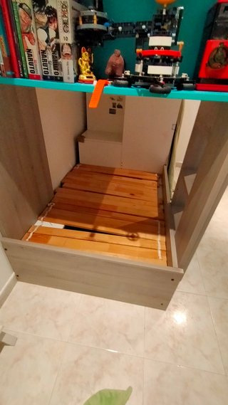 Cama alta litera madera y azul