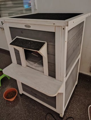 Caseta madera para dos gatos PawHut