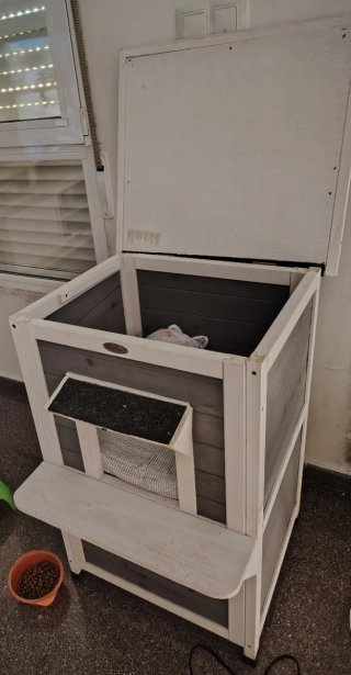 Caseta madera para dos gatos PawHut
