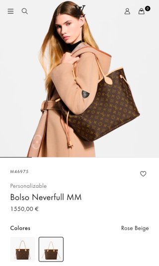 Bolso Neverfull MM Louis Vuitton Rose Beige
