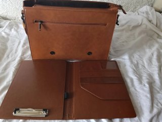 Maletín Vintage Camel + Carpeta Portadocumentos