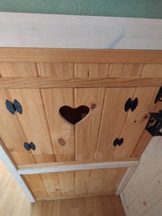 Cama alta casita madera pino hecha a mano