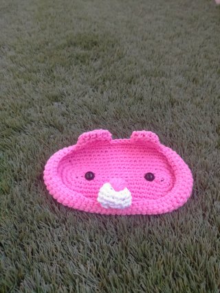 Funda Gafas Ganchillo Oso Rosa