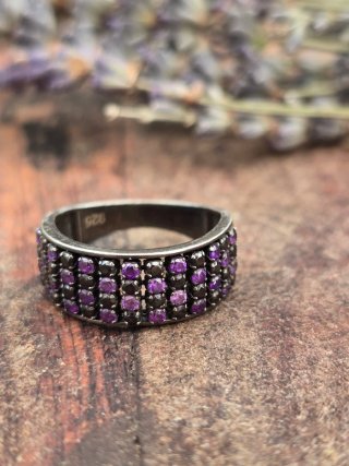 Anillo Plata con Circonitas Moradas