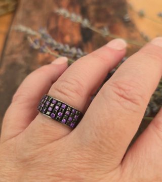 Anillo Plata con Circonitas Moradas