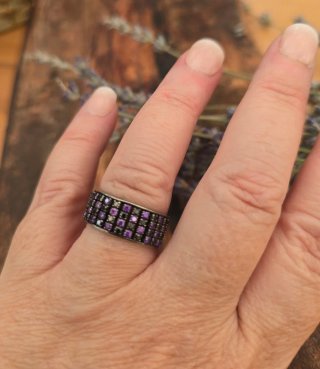 Anillo Plata con Circonitas Moradas
