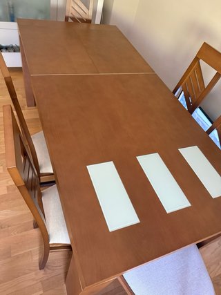 Conjunto mesa comedor y 6 sillas madera