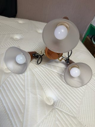 Lámpara techo vintage madera 3 focos
