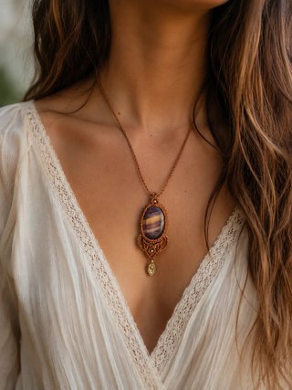 Colgante de Fluorita en Macramé