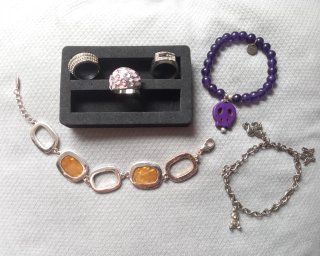 Lote Joyas Morado y Plateado