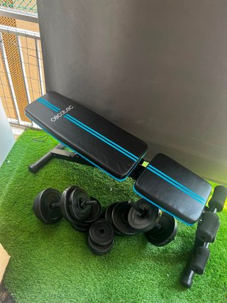 Banco Gimnasio Cecotec + Mancuernas