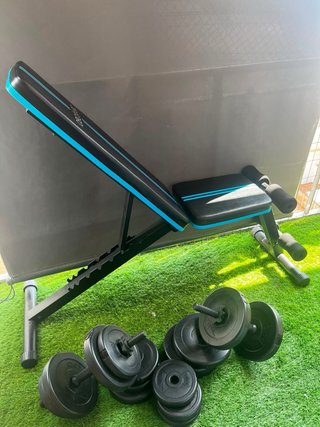 Banco Gimnasio Cecotec + Mancuernas