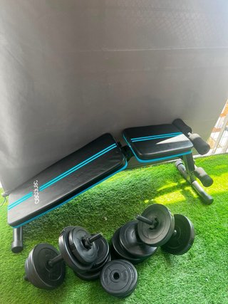 Banco Gimnasio Cecotec + Mancuernas