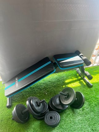 Banco Gimnasio Cecotec + Mancuernas