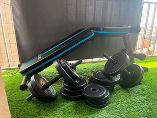 Banco Gimnasio Cecotec + Mancuernas